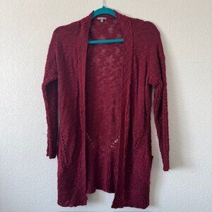 Cottagecore Long Maroon Knit Cardigan by Charlotte Russe Womens Size‎ L/XL